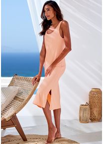 Nachthemd s.Oliver, Damen, Gr. 36/38, N-Gr, orange (orange, meliert), Rippware, Obermaterial: 92% Modal (TENCEL&trade;), 8% Elasthan, meliert, figurbetont wadenlang, tiefer Rundhals, Kleider Nachthemd, in angenehmer 4x4 Rippqualit&auml;t