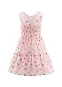 Sommerkleid happy girls, M&auml;dchen, Gr. 152, N-Gr, rose, Web, Obermaterial: 100% Baumwolle. Futter: 100% Baumwolle, bedruckt, Basic knieumspielend, Rundhals, Kleider Sommerkleid, mit breiten Tr&auml;gern und Smokeinsatz im R&uuml;cken