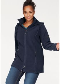 Fleecejacke Polarino, Damen, Gr. 52, blau (marine), Fleece, Obermaterial: 100% Polyester, unifarben, h&uuml;ftbedeckend, mit Daumenl&ouml;chern, Jacken Fleecejacke, f&uuml;r kalte Tage, aus Fleece, sportlicher Stil, atmungsaktiv