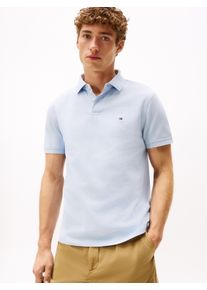 Poloshirt Tommy Hilfiger "1985 REGULAR POLO mit Kontraststreifen und Knopfleiste", Herren, Gr. XXXL (58), blau (breezy blau), Jersey, Obermaterial: 96% Baumwolle, 4% Elasthan, bestickt, unifarben, normal h&uuml;ftbedeckend, hoch geschlossener Ausschnitt, eingesetzt B&uuml;ndchen, Shirts Poloshirt, unifarben, sportlich, regular fit, Baumwollmix, Polokragen