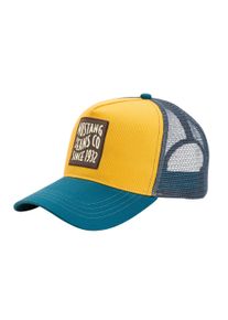 Trucker Cap Mustang, Damen, blau, mustard gelb, Materialmix, mehrfarbig, Caps Trucker Cap, Netzeinsatz, Gr&ouml;&szlig;e individuell verstellbar