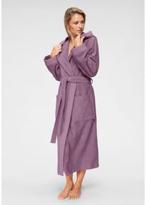 Damenbademantel OTTO HOME "Livia, ideal f&uuml;r Sauna & Spa, Hotelbademantel" Gr. S, lila (mauve), L:120cm, Walkfrottee, Hausm&auml;ntel, Damenbademantel, gemusterter Bord&uuml;re, langer Bademantel Damen, 100% Baumwolle, XS-2XL, Topseller