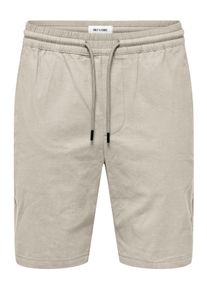 Only & Sons Chinoshorts ONLY & SONS "ONSCAPRI SLIM SLUB CHINO SHORTS OTL", Damen, Gr. L, N-Gr, beige (silber lining), Web, Obermaterial: 98% Baumwolle, 2% Elasthan, unifarben, slim fit knielang, Hosen Chinoshorts