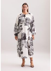 Sommerkleid Seidensticker "Schwarze Rose", Damen, Gr. 4XL (48), Normalgr&ouml;&szlig;en, off, wei&szlig;, 100% Polyester, bedruckt, relaxed fit, Kleider Sommerkleid, 1/1 Druck