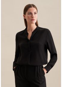 Klassische Bluse Seidensticker "Schwarze Rose", Damen, Gr. 4XL (48), schwarz, 100% Viskose, unifarben, regular fit, ohne Ausschnitt, Blusen Klassische Bluse, 1/1 V-Neck Uni