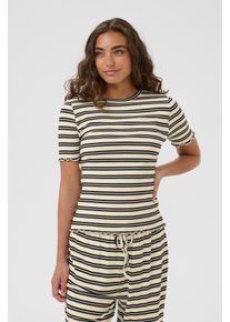 Kurzarmshirt Saint Tropez "OlaliaSZ SS T-Shirt", Damen, Gr. L, ice schwarz stripe, Strick, Obermaterial: 95% Viskose, 5% Elasthan, gestreift, h&uuml;ftlang, Rundhals, gewellter Abschluss, Shirts Kurzarmshirt