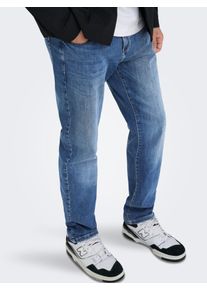 Only & Sons Regular-fit-Jeans ONLY & SONS "ONSWEFT REG. MB 6755 MAT DNM NOOS", Herren, Gr. 32, L&auml;nge 34, medium blau denim, Denim/Jeans, Obermaterial: 98% Baumwolle, 2% Elasthan, Abriebeffekte, regular fit lang, Jeans Regular-fit-Jeans, Baumwollmischung, regular fit