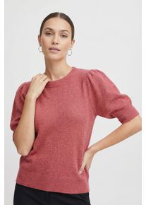 Strickpullover Only "ONLRICA LIFE 2/4 PULLOVER KNT NOOS", Damen, Gr. XS, rot (mineral rot detail:melange), Strick, Obermaterial: 93% Polyester, 4% Nylon, 3% Elasthan, meliert, regular fit h&uuml;ftlang, Rundhals, Rippb&uuml;ndchen, Pullover Strickpullover, Materialmix