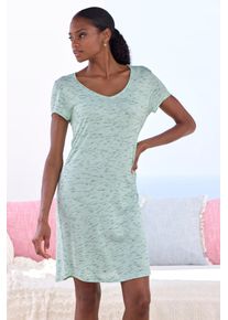 Nachthemd Vivance Dreams, Damen, Gr. 32/34, N-Gr, gr&uuml;n (gr&uuml;n, meliert), Single Jersey, Obermaterial: 90% Viskose, 10% Polyester, meliert, Basic, bequem ca. Mitte Oberschenkel, V-Ausschnitt, Kleider Nachthemd, mit sch&ouml;nem Melange-Effekt