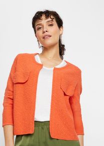 Strickjacke bonprix, Damen, Gr. 44/46 (L), mango, Strick, Obermaterial: 81% Baumwolle, 14% Polyester, 5% Polyamid, unifarben, loose fit, Strickjacken Strickjacke, Loose fit, mit Boucl&eacute;garn, femininer Stil