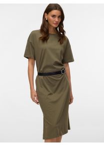 V&eacute;ro Moda Shirtkleid VERO MODA "VMMOLLY SS OVERSIZE CALF DRESS NOOS", Damen, Gr. L, N-Gr, kalamata, Single Jersey, Obermaterial: 100% Baumwolle, unifarben, regular fit lang, Rundhals, Kleider Shirtkleid, Baumwolle, regular fit