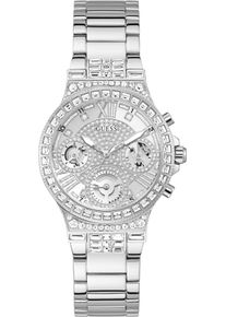 Quarzuhr Guess "MOONLIGHT", silber (silberfarben), Armbanduhren, Damen, Quarzuhr, Armbanduhr, Damenuhr, Kristallsteine, Edelstahlarmband