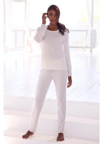 Pyjama Vivance Dreams, Damen, Gr. 44/46, ecru, Rippware, Obermaterial: 92% Modal (TENCEL&trade;), 8% Elasthan, unifarben, bequem h&uuml;ftlang, Rundhals, eingesetzt Babylock, Homewear-Sets Pyjama, mit Babylock-Saum, Topseller