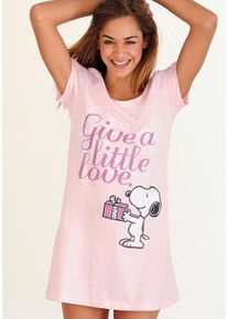Sleepshirt PEANUTS, Damen, Gr. 40/42, N-Gr, rosa, Single Jersey, Obermaterial: 100% Baumwolle, bequem kurz, Rundhals, eingesetzt, Kleider Sleepshirt, mit Snoopy-Print in Minil&auml;nge, Topseller
