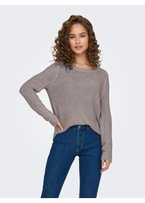 Strickpullover Only "ONLGEENA XO L/S PULLOVER KNT NOOS", Damen, Gr. M, grau (satellite), Strick, Obermaterial: 65% Polyacryl, 35% Polyamid, unifarben, regular fit Po-bedeckend, Rundhals, Rippstrickb&uuml;ndchen, Pullover Strickpullover, Materialmix, regular fit