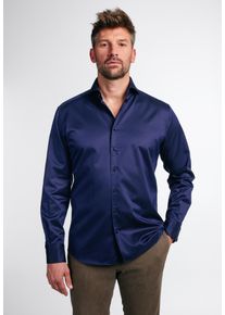 Langarmhemd Eterna "MODERN FIT", Damen, Gr. 46, Normalgr&ouml;&szlig;en, blau (dunkelblau), Twill, 100% Baumwolle, tailliert, Manschette, Hemden Langarmhemd, EASY IRON (b&uuml;gelleicht)