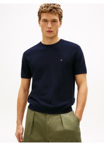 Kurzarmpullover Tommy Hilfiger "COOL TOUCH STRUCTURE", Damen, Gr. S, desert sky, Strick, Obermaterial: 100% Baumwolle, Rundhals, Pullover Kurzarmpullover, Relaxed Fit, aus Strick