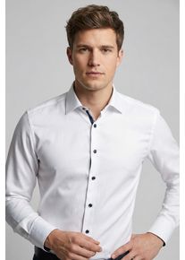 Langarmhemd MARVELIS, Herren, Gr. 37, N-Gr, wei&szlig;, Web, Obermaterial: 100% Baumwolle, unifarben, slim fit normal, 2-Knopf-Manschette, Hemden Langarmhemd, Businesshemd, New-York-Kentkragen, unifarben, schmale Passform