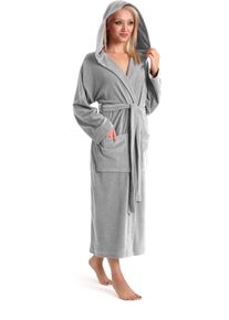 Damenbademantel OTTO HOME "Jule, ideal f&uuml;r Sauna & Spa, Hotelbademantel, Morgenmantel" Gr. XXL, grau, L:125cm, Wirkfrottee, Hausm&auml;ntel, Damenbademantel, einfarbiger Leichtfrottier-Bademantel, hoher Baumwollanteil, XS-4XL