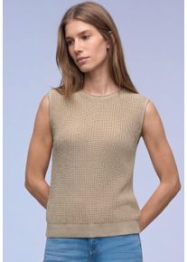 Pullunder Street One, Damen, Gr. 38, cotton beige, Strick, Obermaterial: 60% Baumwolle, 40% Polyacryl, unifarben, l&auml;ssig geschnitten h&uuml;ftbedeckend, Rundhals, Pullover Pullunder, in Strick-Optik, Topseller