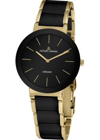 Keramikuhr Jacques Lemans "Monaco", schwarz (schwarz, goldfarben), Armbanduhren, Damen, Keramikuhr, Quarzuhr, Armbanduhr, Damenuhr, geh&auml;rtetes Crystexglas