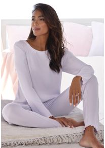 Pyjama Vivance Dreams, Damen, Gr. 48/50, lavendel, Rippware, Obermaterial: 92% Modal (TENCEL&trade;), 8% Elasthan, unifarben, bequem h&uuml;ftlang, Rundhals, eingesetzt Babylock, Homewear-Sets Pyjama, mit Babylock-Saum, Topseller