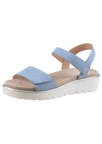 Keilsandalette Ara "BILBAO", Damen, Gr. 37, blau (azurblau), Veloursleder, unifarben, Schuhe Keilsandalette, Keilsandale, Sommerschuh, Komfortschuh in G-Weite