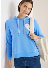 Hoodie Cecil, Damen, Gr. S (38), fountain blau, Sweatware, Obermaterial: 80% Baumwolle, 20% Polyester. Futter: 50% Baumwolle, 50% Polyester, bestickt, normal h&uuml;ftbedeckend, Rundhals, B&uuml;ndchen, Sweatshirts Hoodie, mit Embroidery Detail und Kapuze