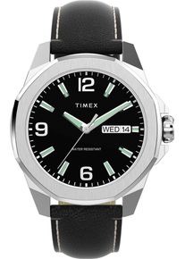 Quarzuhr Timex "ESSEX", schwarz, Armbanduhren, Herren, Quarzuhr, Armbanduhr, Herrenuhr,Lederarmband,Datum, Leuchtzeiger