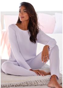 Pyjama Vivance Dreams, Damen, Gr. 40/42, lavendel, Rippware, Obermaterial: 92% Modal (TENCEL&trade;), 8% Elasthan, unifarben, bequem h&uuml;ftlang, Rundhals, eingesetzt Babylock, Homewear-Sets Pyjama, mit Babylock-Saum, Topseller