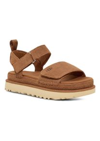 UGG Australia Riemchensandale UGG "W GOLDENSTAR", Damen, Gr. 12 (43), braun (chestnut), Veloursleder, Schuhe Riemchensandale, Plateausandale, Sandalette mit zwei Klettverschl&uuml;ssen
