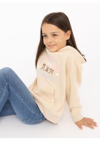 Hoodie Zwillingsherz "Dog Life", M&auml;dchen, Gr. 122/128, beige, Sweatware, Obermaterial: 80% Polyester, 20% Baumwolle, Sweatshirts Hoodie, Mini-Me,mit gestickten Hunden und Slogan