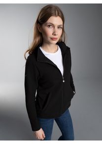Sweatjacke TRIGEMA "TRIGEMA Jacke mit funkelnden Strass-Steinen", Damen, Gr. L, schwarz, Sweatware, 55% Polyester, 45% Baumwolle, normal, ohne Ausschnitt, Sweatjacken Sweatjacke