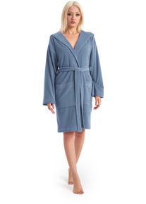 Damenbademantel OTTO HOME "Sina, ideal f&uuml;r Sauna & Spa, Hotelbademantel, Morgenmantel" Gr. 4XL, blau (hellblau), L:95cm, Wirkfrottee, Hausm&auml;ntel, Damenbademantel, einfarbiger Bademantel, kurz, hoher Baumwollanteil, XS-4XL