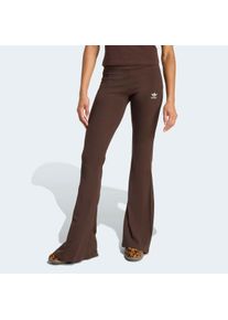 Leggings adidas originals "ESSENTIALS RIB FLARED", Damen, Gr. L, N-Gr, aurora coffee, normal, gr., Obermaterial: 46% Baumwolle, 45% Viskose, 9% Elasthan, Hosen Leggings, mit ausgestelltem Bein und Ripp Optik, hoher Bund