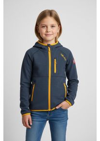 Fleecejacke Trollkids "KIDS SANDEFJORD JACKET", Kinder, Gr. 116, bunt (mystic blau, golden gelb), Obermaterial: 100% Polyester, Jacken Fleecejacke, Topseller