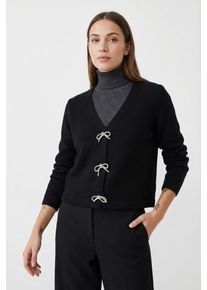 V-Ausschnitt-Pullover Only "ONLDONNA LS V-NECK PULLOVER KNT", Damen, Gr. M, schwarz detail:bling bows, Strick, Obermaterial: 80% Polyacryl, 20% Polyester, unifarben mit Farbeinsatz, regular fit normal, V-Ausschnitt, Pullover V-Ausschnitt-Pullover