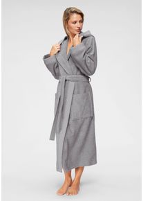 Damenbademantel OTTO HOME "Livia, ideal f&uuml;r Sauna & Spa, Hotelbademantel" Gr. M, grau, L:120cm, Walkfrottee, Hausm&auml;ntel, Damenbademantel, gemusterter Bord&uuml;re, langer Bademantel Damen, 100% Baumwolle, XS-2XL