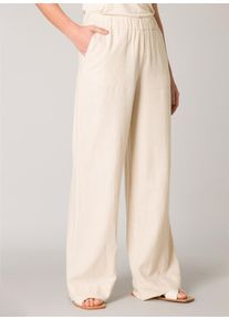Leinenhose Base Level "Yul", Damen, Gr. 36, N-Gr, beige (light beige), Web, Obermaterial: 55% Leinen, 45% Viskose, unifarben, l&auml;ssig geschnitten lang, Hosen Leinenhose, Sommerhose mit elastischem Bund, Topseller