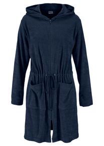 Damenbademantel OTTO HOME "Nela, ideal f&uuml;r Sauna & Spa, Hotelbademantel, Morgenmantel" Gr. M, blau (marine), L:90cm, Leichtfrottee, Hausm&auml;ntel, Damenbademantel, einfarbig, kurz, mit Kordelzug & Taschen, XS-3XL, Topseller