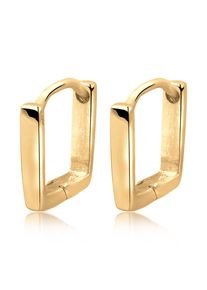 Paar Creolen Elli "Ohrringe Creole Quadrat Form 925 Sterling Silber" Gr. 8, gold, Ohrringe, Damen, ohne Stein, Silber 925 (Sterlingsilber), Paar Creolen