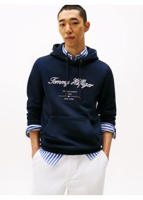 Hoodie Tommy Hilfiger "SCRIPT LOGO HOODY", Herren, Gr. XL, blau (desert sky), Sweatware, Obermaterial: 63% Baumwolle, 37% Polyester, regular fit h&uuml;ftlang, Rippb&uuml;ndchen, Sweatshirts Hoodie, mit aufgesticktem Logo