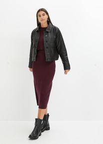 Strickkleid bonprix, Damen, Gr. 44/46 (L), N-Gr, weinrot, Strick, Obermaterial: 50% Viskose, 26% Polyamid, 24% Polyester, l&auml;ssig geschnitten, Kleider Strickkleid, f&uuml;r Fr&uuml;hjahr und Sommer, aus Viskose-Mischung, l&auml;ssige Passform