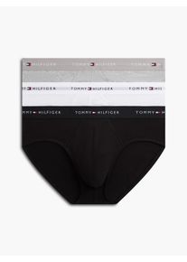 Slip "3P BRIEF DTM", Herren, Gr. S (48), 3 Stk., mid grau heather, schwarz, wei&szlig;, Jersey, Obermaterial: 95% Baumwolle, 5% Elasthan, Tommy Hilfiger Underwear, k&ouml;rpernah, Unterhosen Slip, mit Logo-Elastikbund