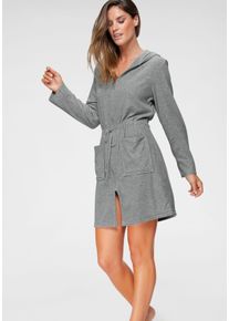 Damenbademantel OTTO HOME "Nela, ideal f&uuml;r Sauna & Spa, Hotelbademantel, Morgenmantel" Gr. S, grau, L:90cm, Leichtfrottee, Hausm&auml;ntel, Damenbademantel, einfarbig, kurz, mit Kordelzug & Taschen, XS-3XL, Topseller