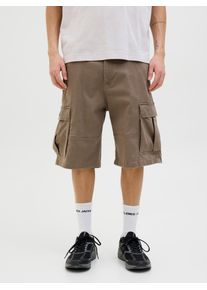 Jack & Jones Cargoshorts JACK & JONES "JPSTCOLE JJJONNIE CARGO SHORTS", Herren, Gr. S, N-Gr, braun (morel), Web, Obermaterial: 98% Baumwolle, 2% Elasthan, unifarben, loose fit, Hosen Cargoshorts
