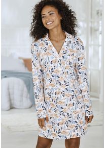 Nachthemd Vivance Dreams, Damen, Gr. 44/46, N-Gr, rosa (rosa, blau, gebl&uuml;mt), Single Jersey, Obermaterial: 50% Baumwolle, 50% Viskose, gebl&uuml;mt, bequem kurz, V-Ausschnitt, eingesetzt abgesteppte Kante, Kleider Nachthemd, mit aufgesetzter Brusttasche