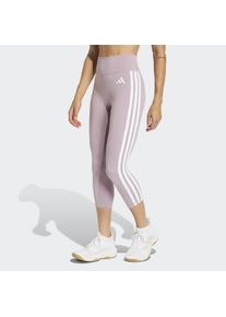 Trainingstights adidas Performance "OPTIME ESSENTIALS WORKOUT 3-STREIFEN 3/4 LEGGINGS", Damen, Gr. L, N-Gr, preloved fig, wei&szlig;, normal, gr., Obermaterial: 85% Polyester, 15% Elasthan, 3/4-L&auml;nge, Hosen Trainingstights