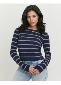 Strickjacke Tally Weijl "SCAVIFRANKI", Damen, Gr. L, multi color, Strick, Obermaterial: 45% Polyester, 38% Viskose, 17% Polyamid, unifarben, figurbetont taillenlang, Rundhals, Strickjacken Strickjacke, Materialmix, Basic, k&uuml;rzer geschnitten