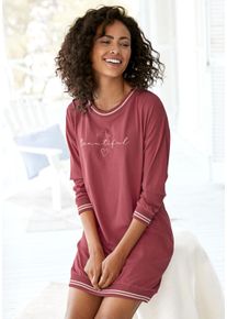 Nachthemd Vivance Dreams, Damen, Gr. 40/42, N-Gr, rot, Single Jersey, Obermaterial: 100% Baumwolle, unifarben, Basic, bequem kurz, Rundhals, Rippb&uuml;ndchen, Kleider Nachthemd, mit Ripp-Abschl&uuml;ssen